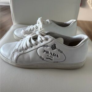 Prada Classic White Leather Sneakers